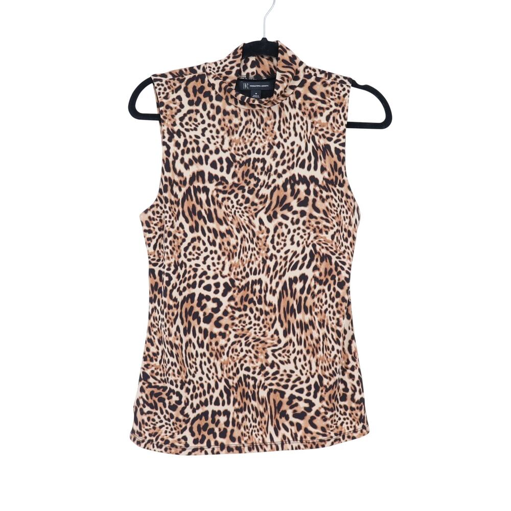 I.N.C International Concepts Leopard Print Top Orange Sleeveless Women's M